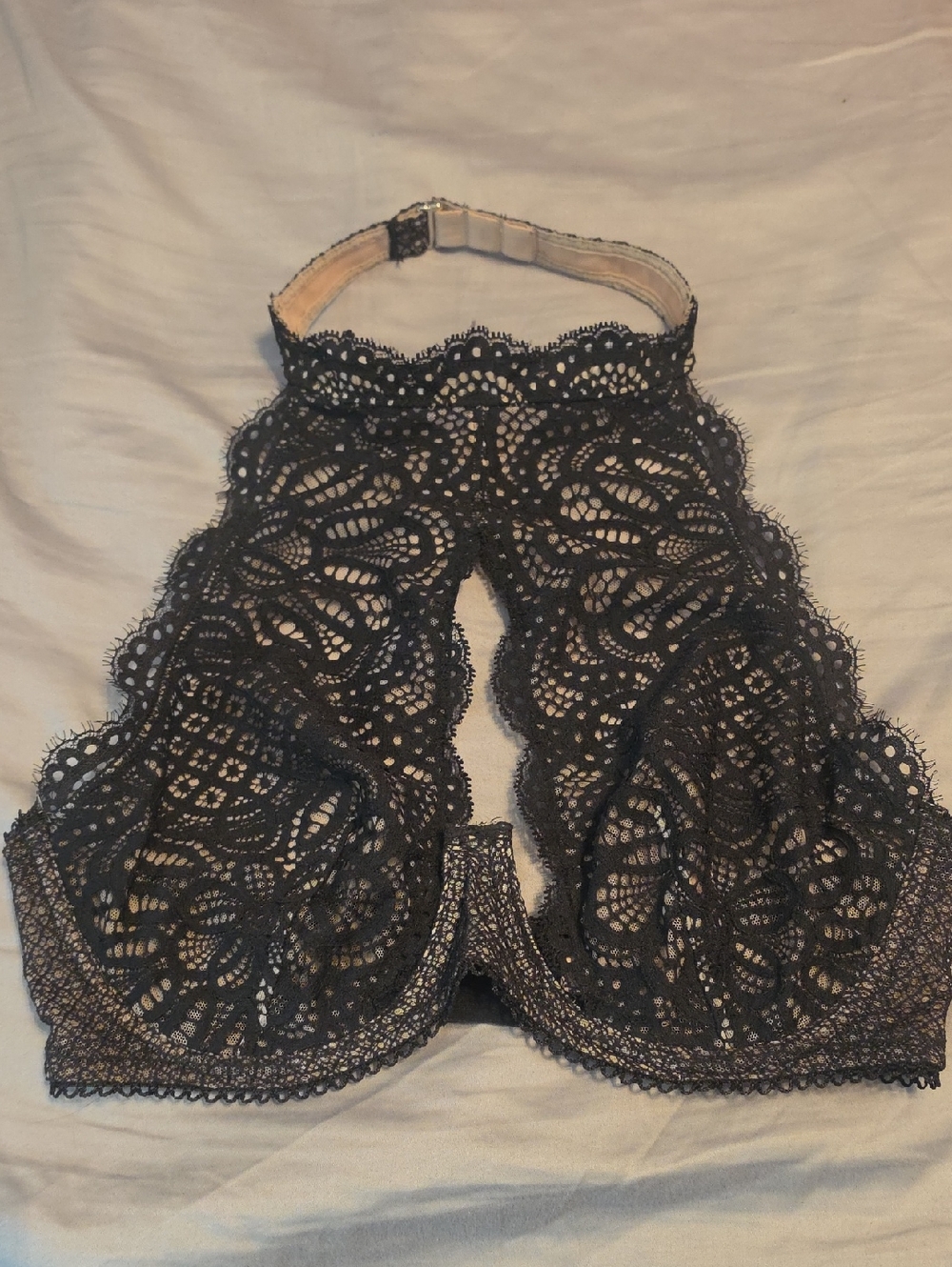 Victoria's Secret Black High-Neck Lace Bralette